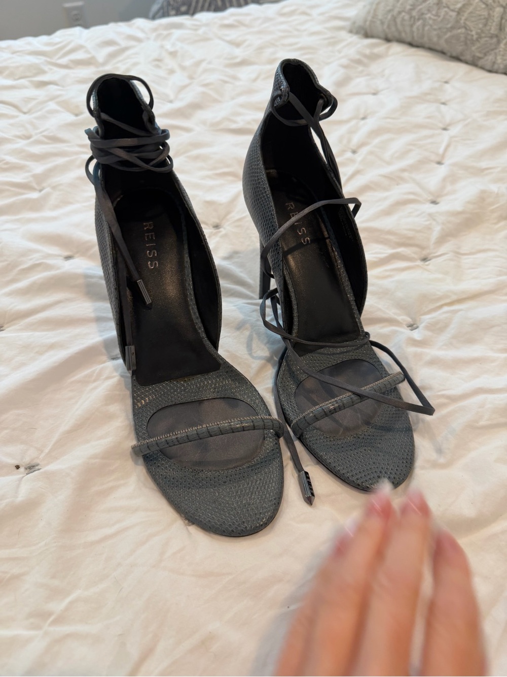 Reiss size 39 Blue Lace-Up Heeled Sandals